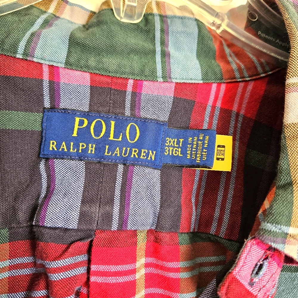 Polo by Ralph Lauren Big & Tall Men's Red & Green Multicolor Plaid Shirt 3XLT - Picture 2 of 5